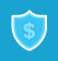 A shield with a dollar sign on it, providing innovative solutions in medical software.