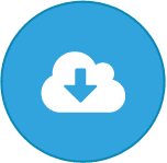 A cloud icon providing services on a blue circle.